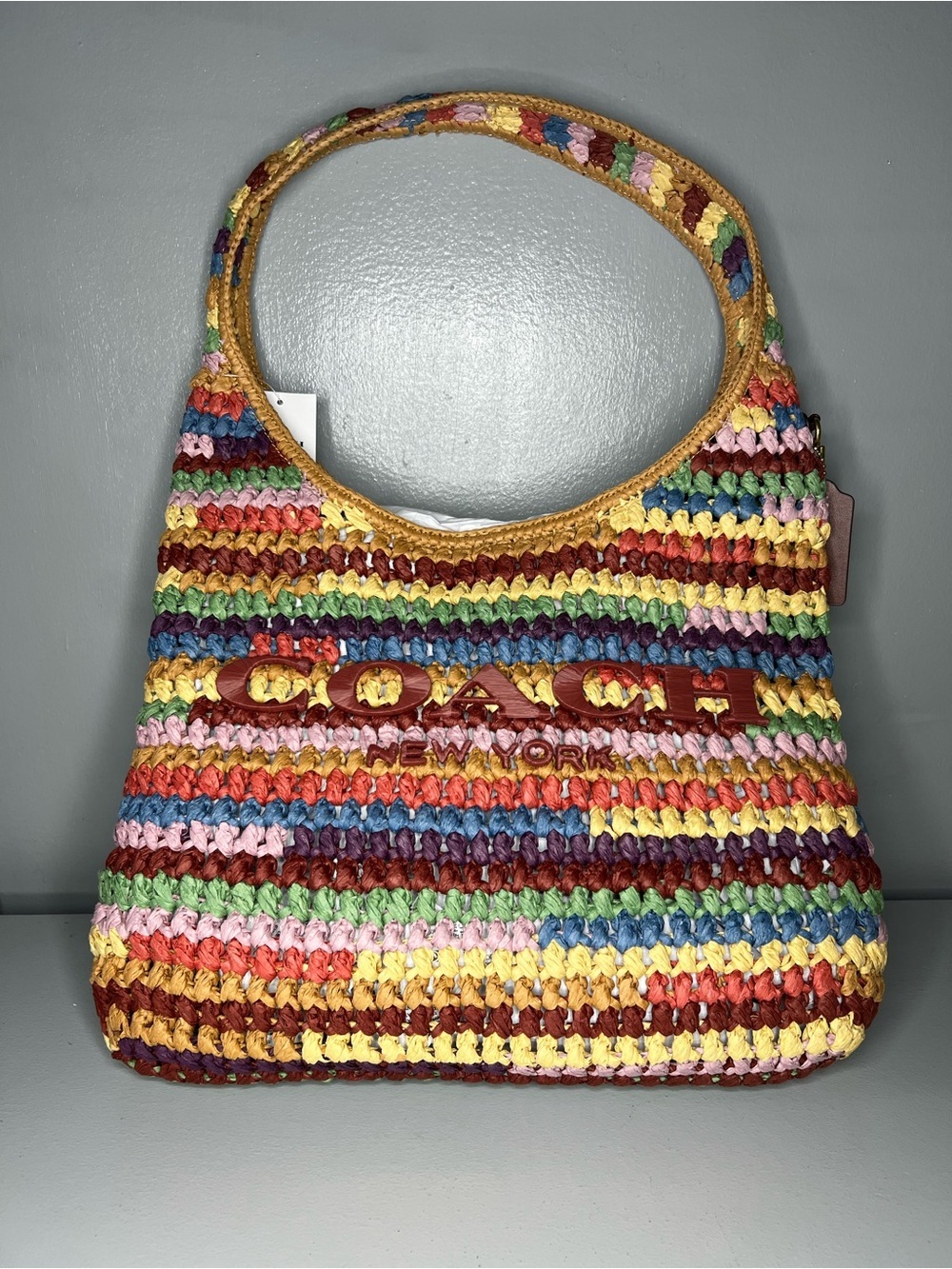Coach Brooklyn Large Multi Straw Shoulder Bag 34 - Picture 2 of 6